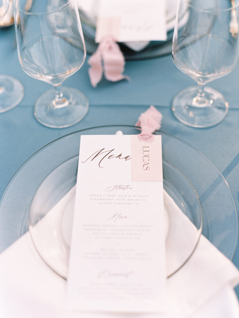 Wedding table setting with menu